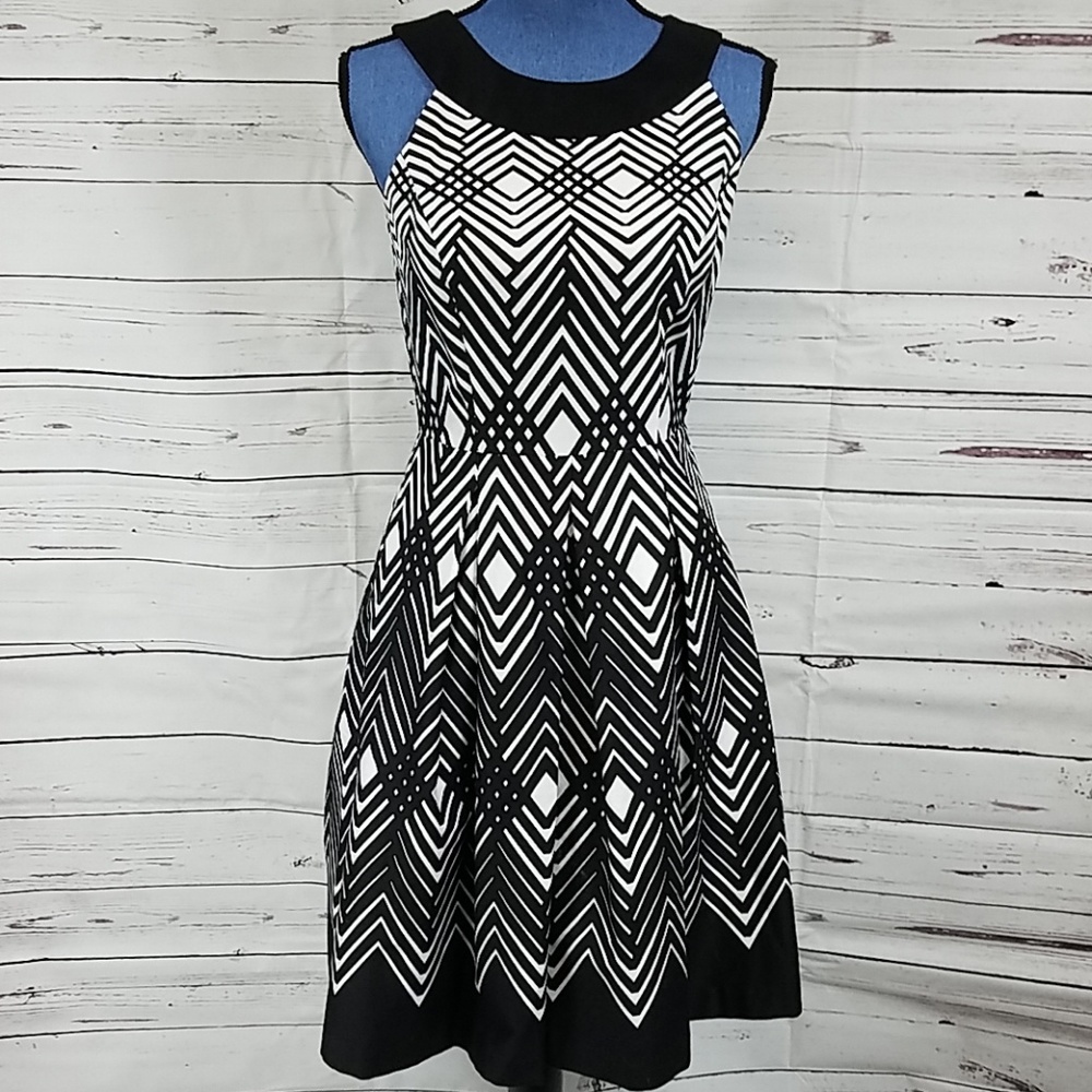 Stunning Black & White Full Skirt WHBM Dress